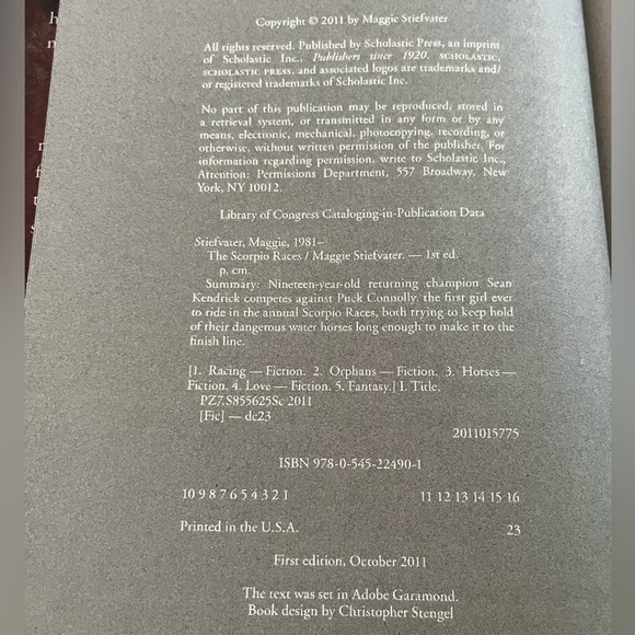 The Scorpio Races - Maggie Stiefvater HC 1st Ed. - Picture 5 of 6